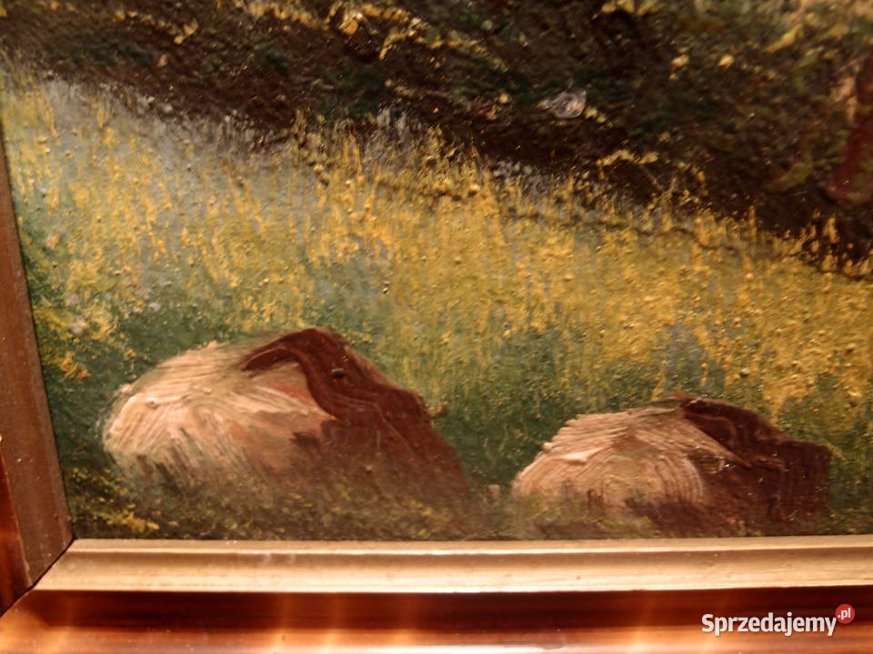 Obraz pejzaż jeziora rama drewniana z gipsową Łódź