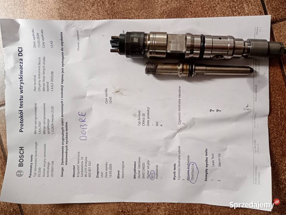 Wtryskiwacze katalogowy 837074860 Valtra Massey Silnik i osprzęt Turkowice