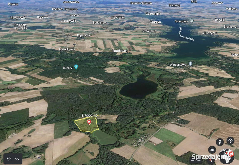 Działki z linią brzegową dwóch jezior Wymysłowo