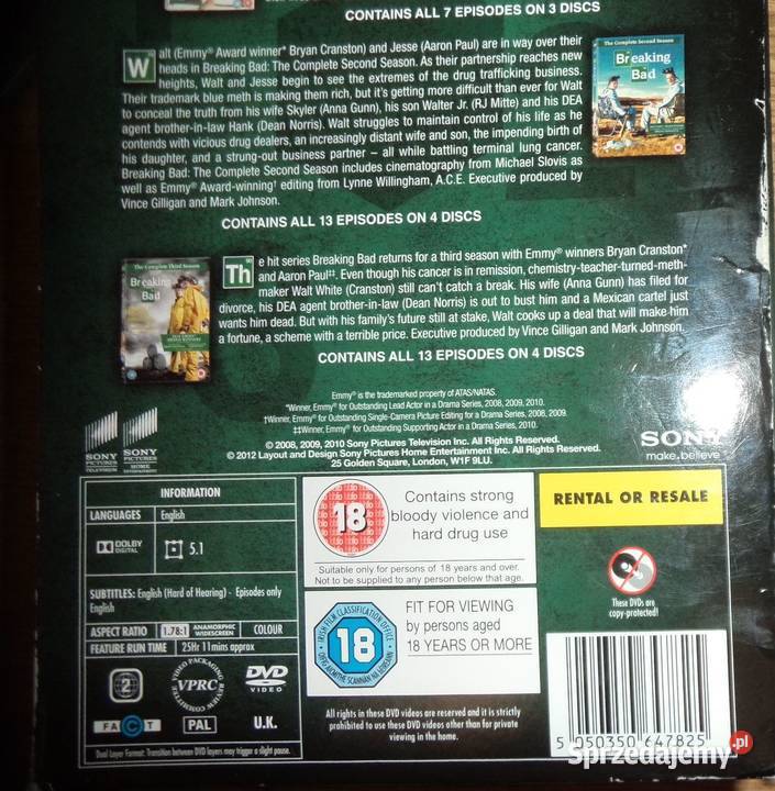 Breaking Bad complete seasons 1 2 i 3 angielsku Rzeszów