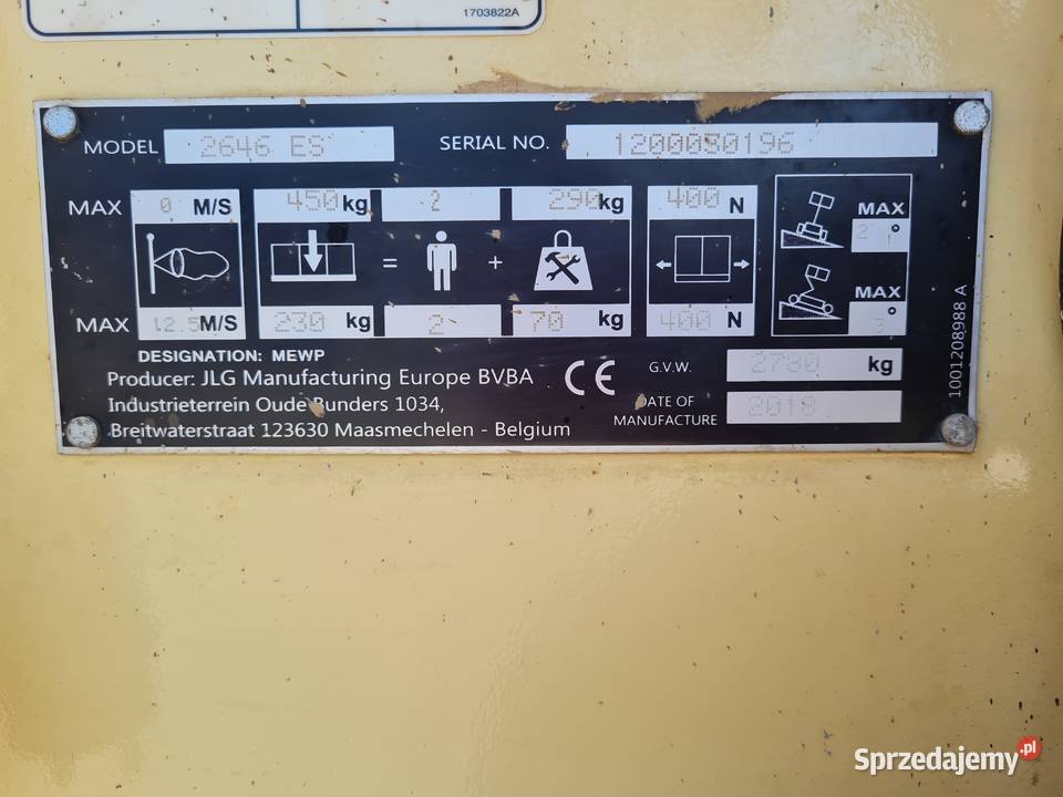Podnośnik elektryczny nożycowy JLG 2646EC 2018 Dźwigi, podnośniki Dąbrowa Tarnowska