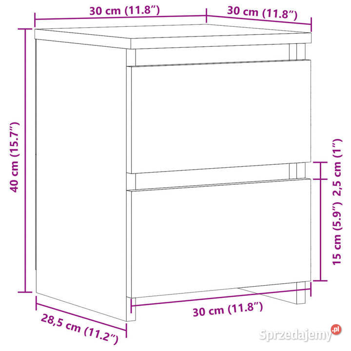 Szafka nocna dąb artisan 30x30x40 materiał Nocne