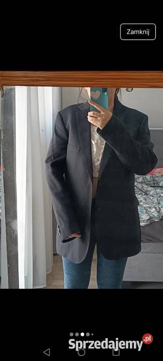 Marynarka czarna oversize o męskim kroju niebieski podkarpackie