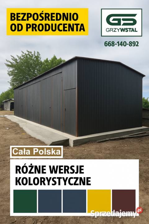 Grafitowy Garaż blaszany Hala Magazynowa Wiata 60m2