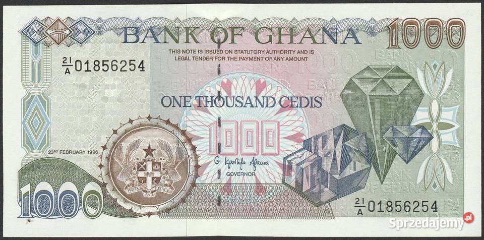 GHANA 1000 CEDIS 1996 STAN BANKOWY UNC Łódź