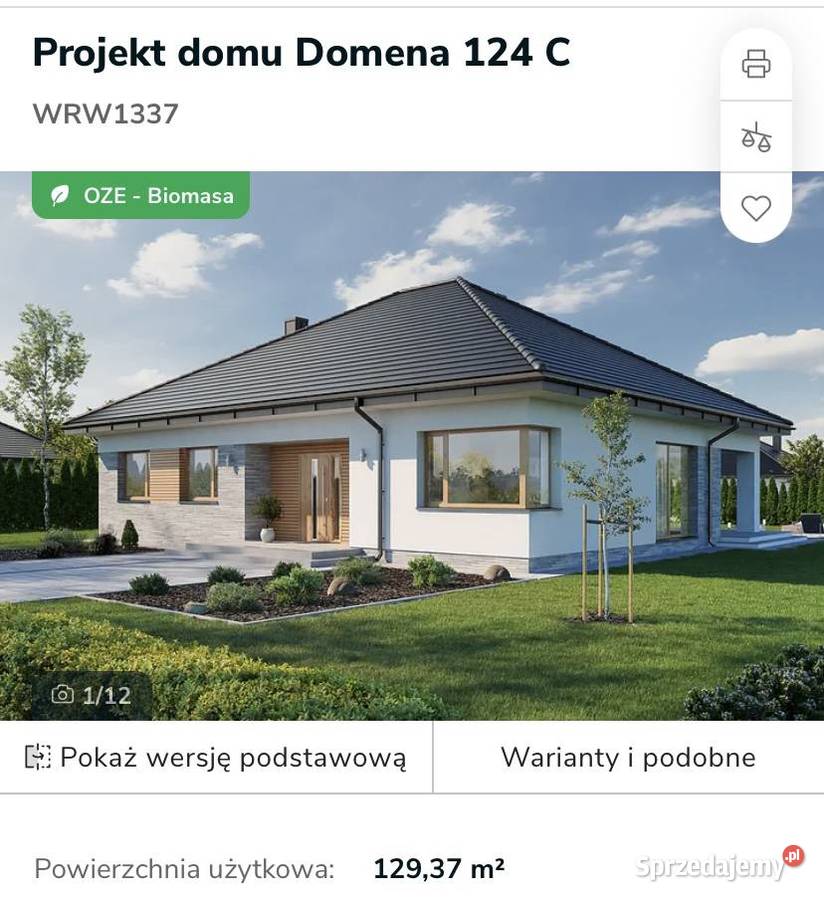 Sprzedam projekt domu Domena 124 C w odbiciu wielkopolskie sprzedam