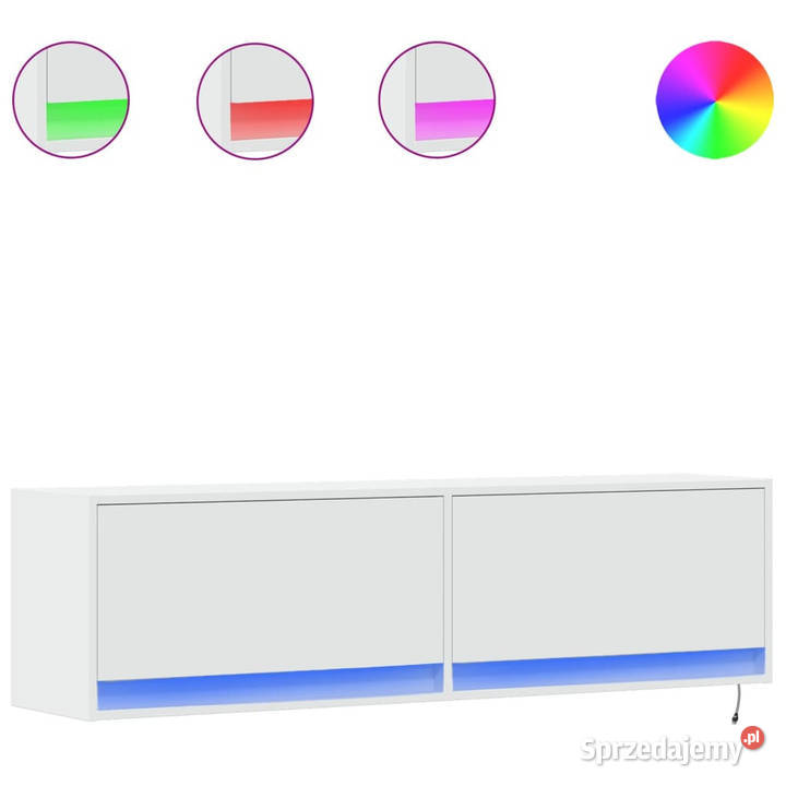 Ścienna szafka TV z LED biała 140x31x38 WM852369 mazowieckie Warszawa sprzedam