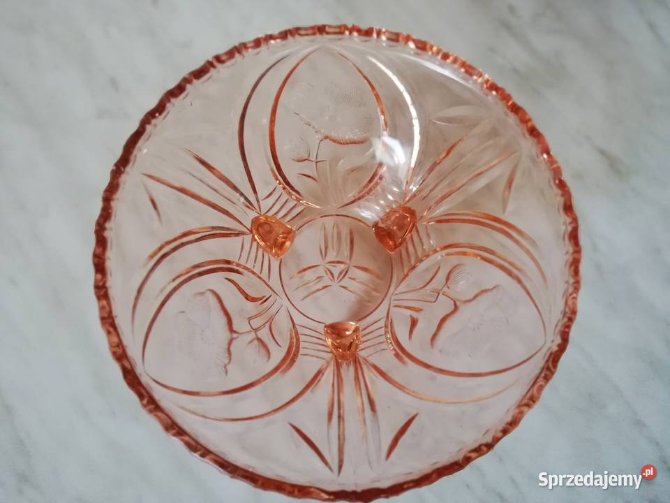 Różowa patera trzy nogi Gorlice