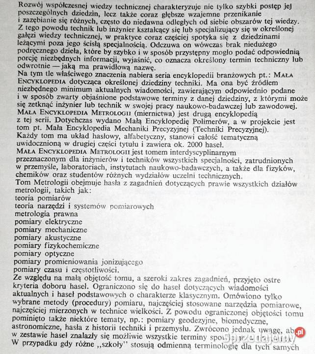 Mała encyklopedia metrologii Red Janusz Jaworski Chełm sprzedam