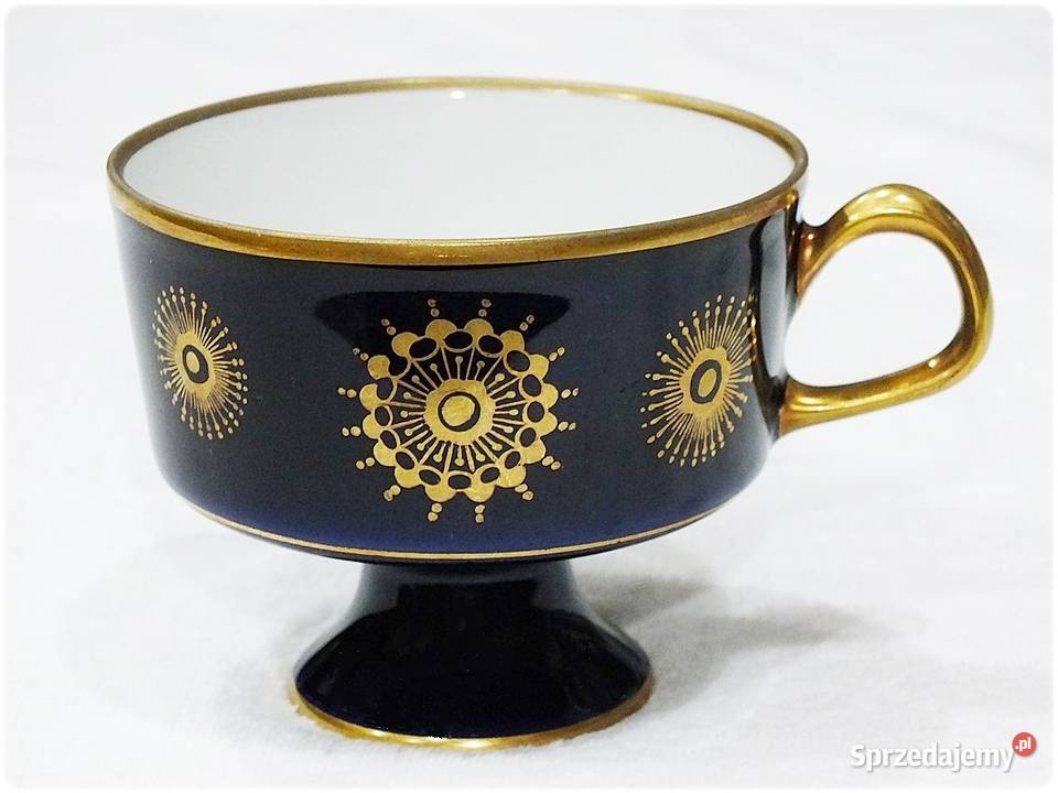 Filiżanka kobalt porcelana kobaltowa złota DDR lubuskie