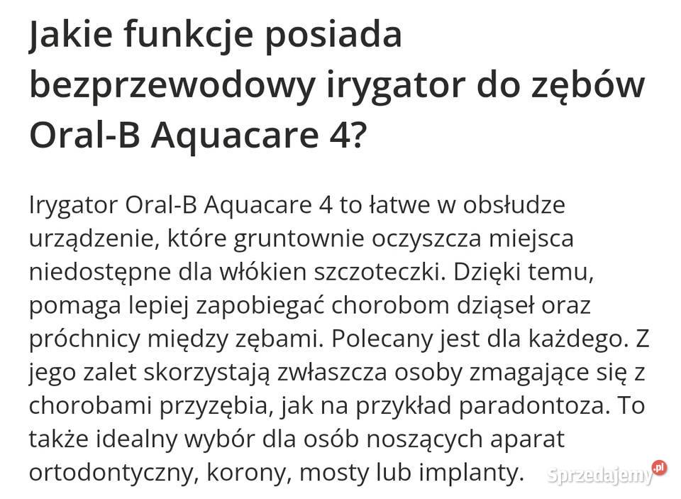 Irygator OralB szczoteczka wodna do zębów Zawory