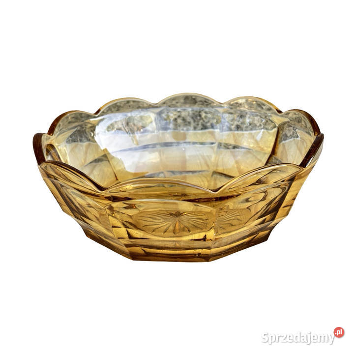 Miodowa misa szklana art deco Stlzle Czechy lata Warszawa
