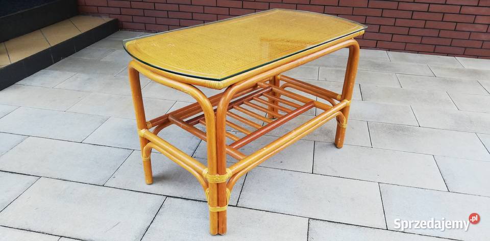 Stolik rattanowy ze szkłem ława z półką Garwolin sprzedam