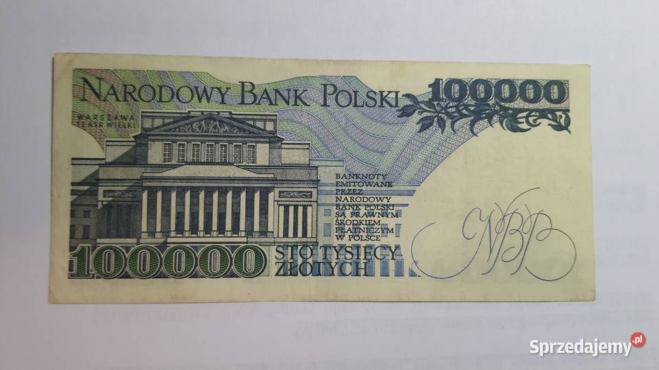 EKSTREMALNIE RZADKI 100000 złotych 1990 s L9 mazowieckie Warszawa