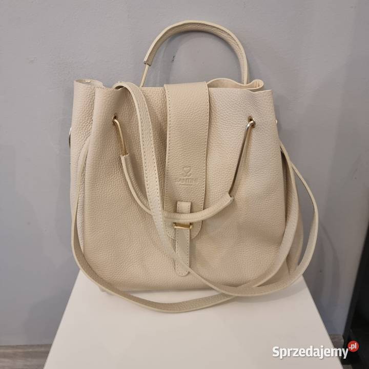 Damska kremowa skórzana torebka Santini Firenze Na ramię  małopolskie Kraków
