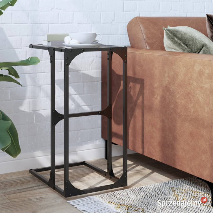 Stolik boczny ze szklanym blatem 40x30x615 stal