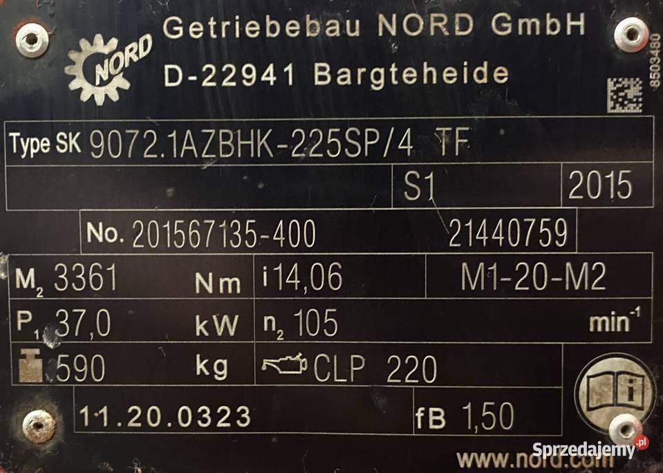 motoreduktor przekładnia 37kW 105obr NORD kujawsko-pomorskie