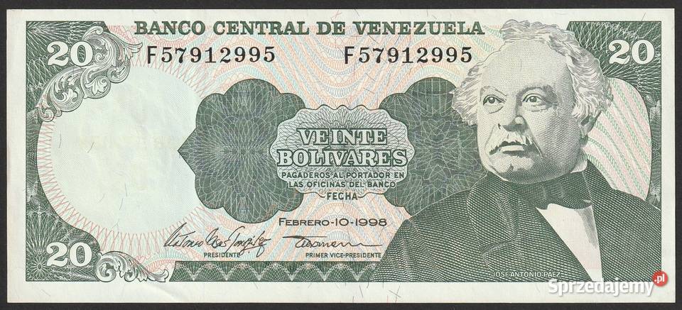 WENEZUELA 20 bolivares 1998 UNC Łódź
