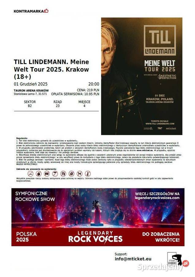 Till Lindemannkoncert w Tauron Arena 2025 śląskie Syrynia