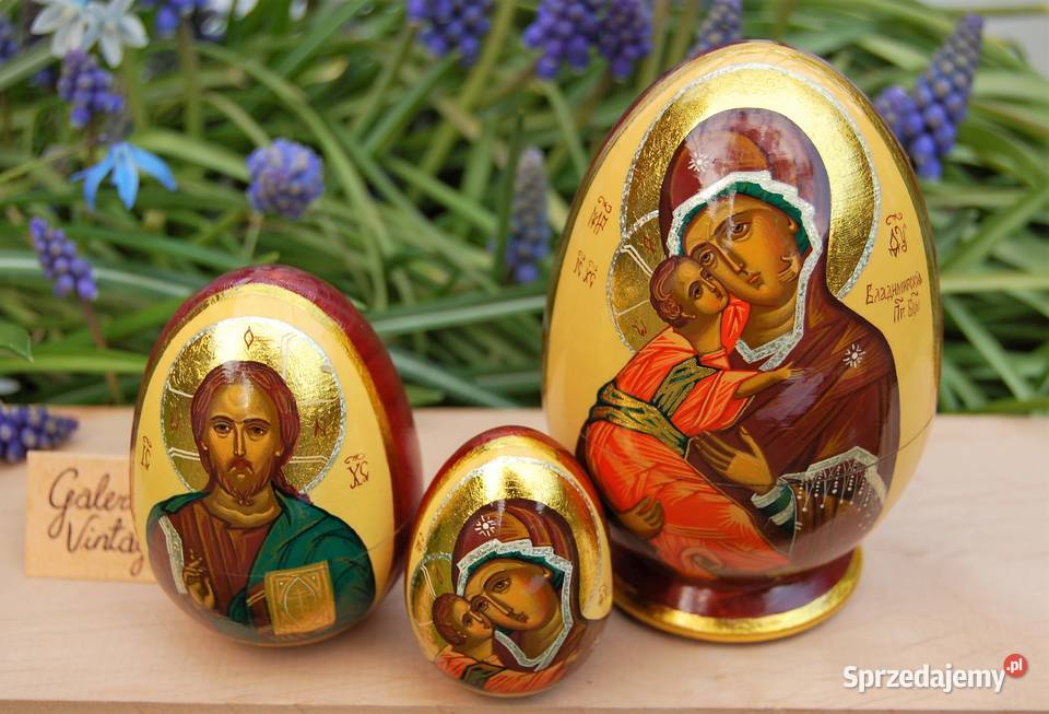 Jajko rosyjskie pisanka ikona Matka Boża wielokolorowy Lublin sprzedam