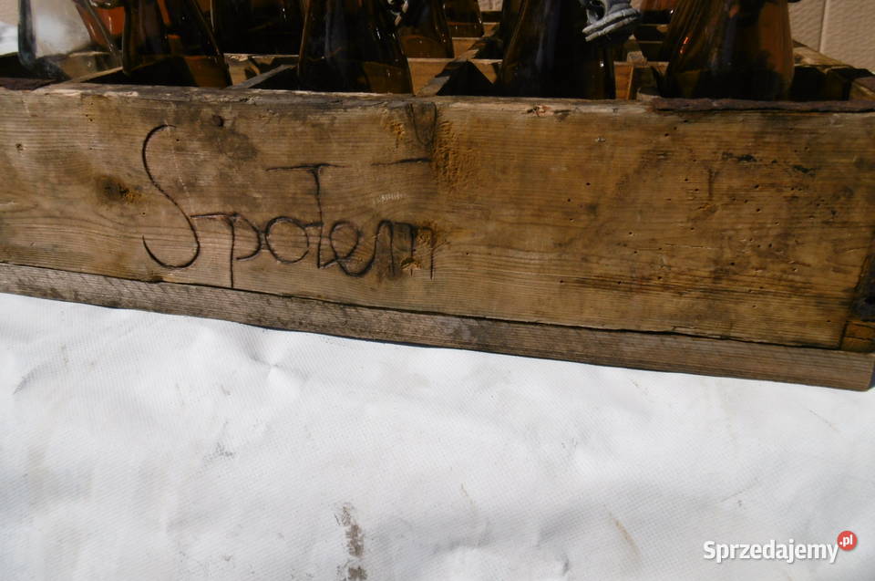 skrzynka z butelkami loft vintage p r l społem beżowy Namysłów