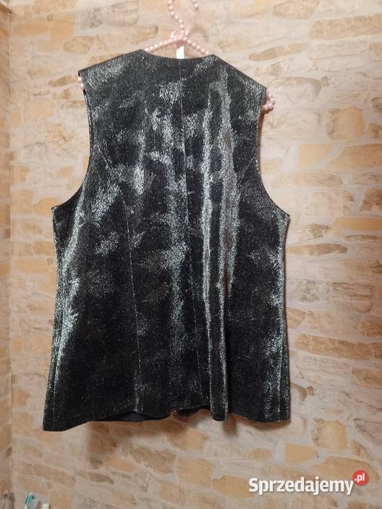 463XK Fashion Srebrna metaliczna kamizelka Bluzki i koszule Kraków