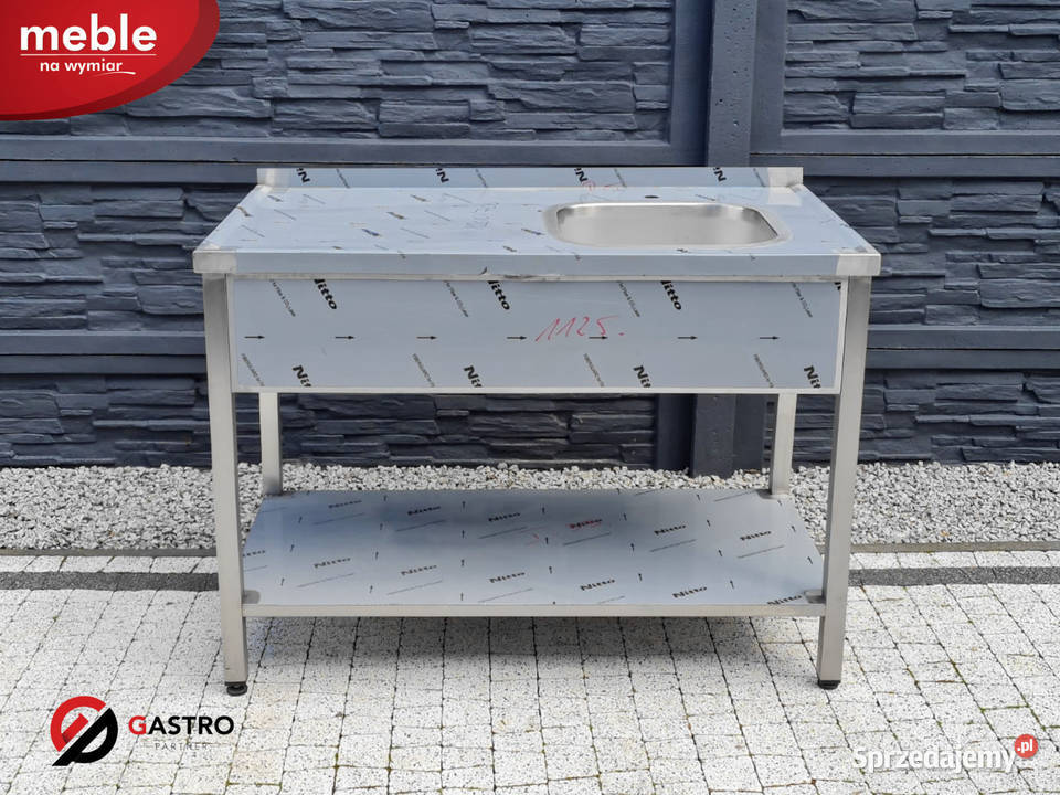 Zlew gastronomiczny z półką 1 komorowy 130x60x85 Ostrów Wielkopolski