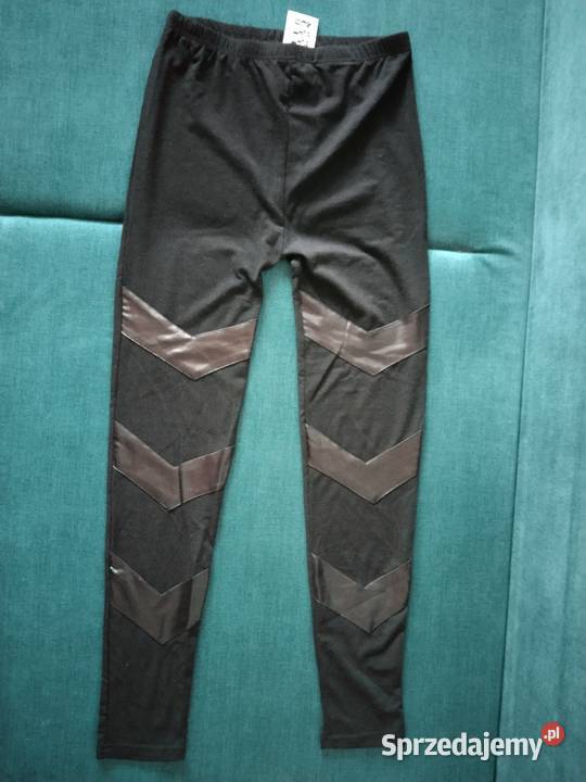 M 38 L 40 XL 42 Legginsy czarne nowe metką paski Rozmiar 38(M) lubelskie Lublin
