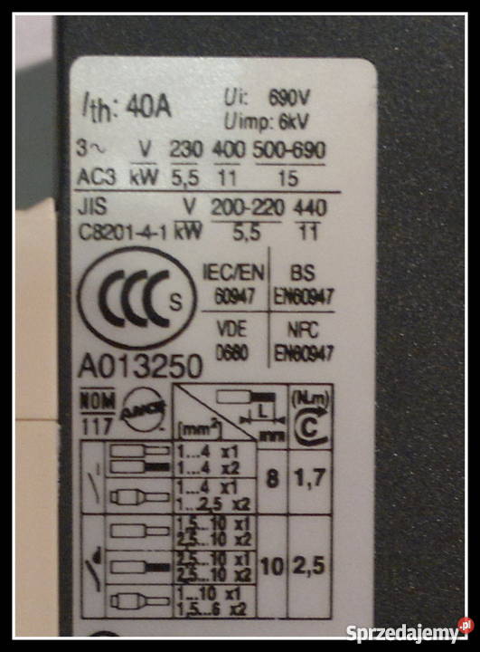 Stycznik LC1D25Q7 380V 5060Hz 11kW 400V Ith 40A Elektryka i akcesoria Dąbrowa Górnicza
