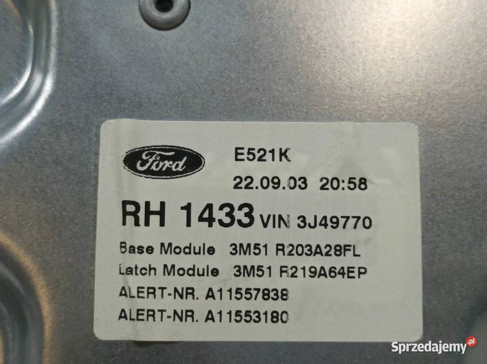 MECHANIZM SZYBY PRAWY PRZÓD 3M5T14B533AF Ford C Rok produkcji 2003 świętokrzyskie