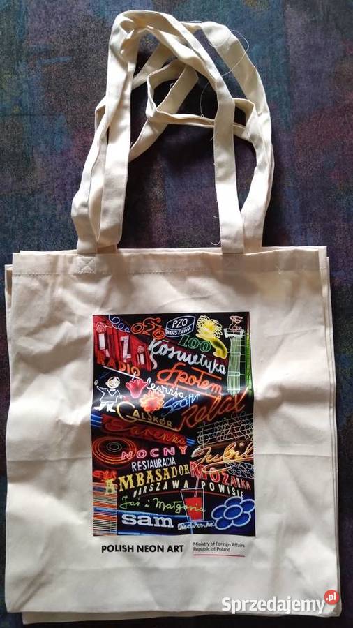 Polish Neon Art torba bawełniana biała Warszawa