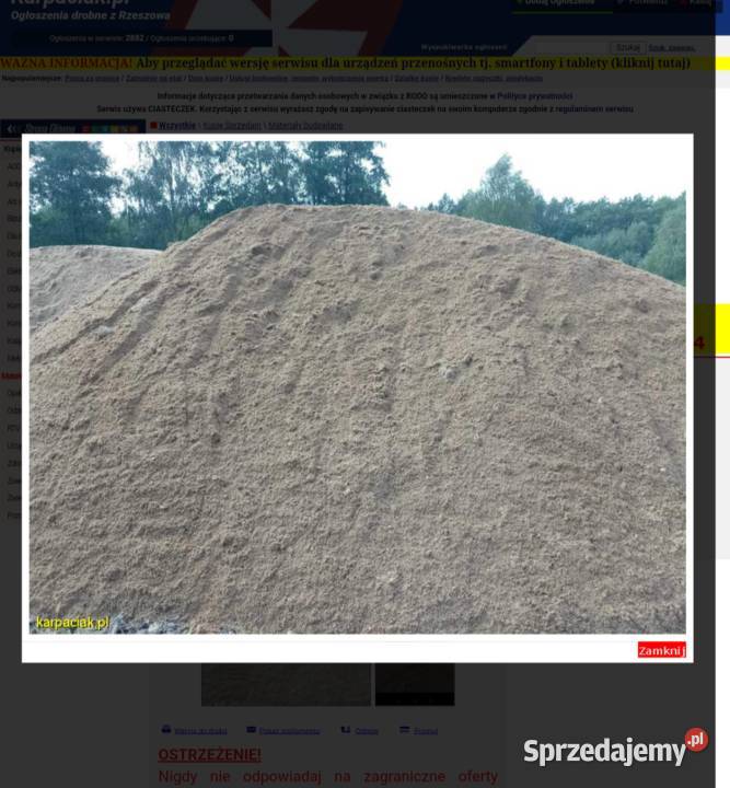 Piasek płuczka kopany kruszywa Rzeszw