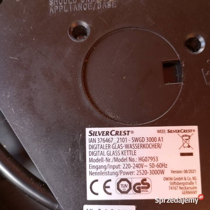 SilverCrest SWGD 3000 A1 model HG07953 podstawa Złotoryja