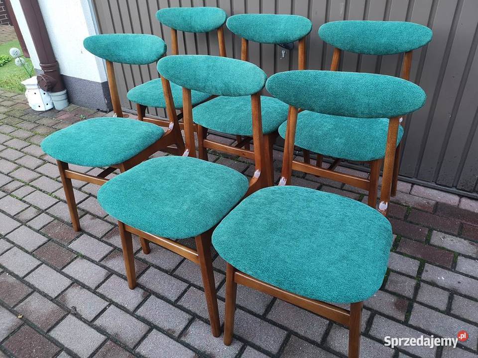 Krzesła Hałas PRL Stare Komplet 6 Sztuk Swarzędz