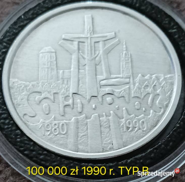 100 000 Solidarność 1990 r TYP B 2 mennicze Antyki, Sztuka, Kolekcje Konin