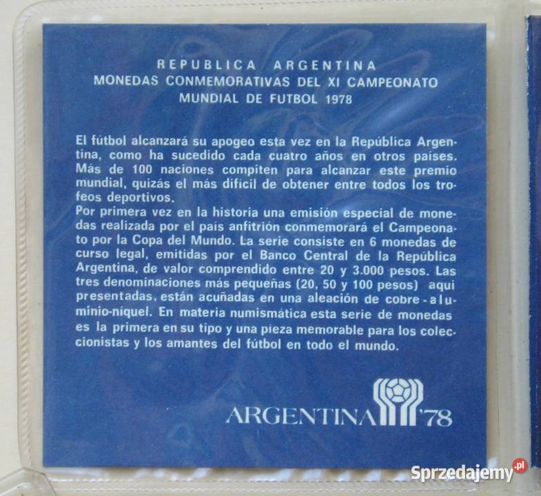 ARGENTYNA ZESTAW 1978 MŚ MUNDIAL STAN MENNICZY łódzkie Łódź