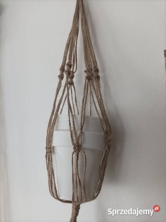 Komplet 3 kwietników juta makrama