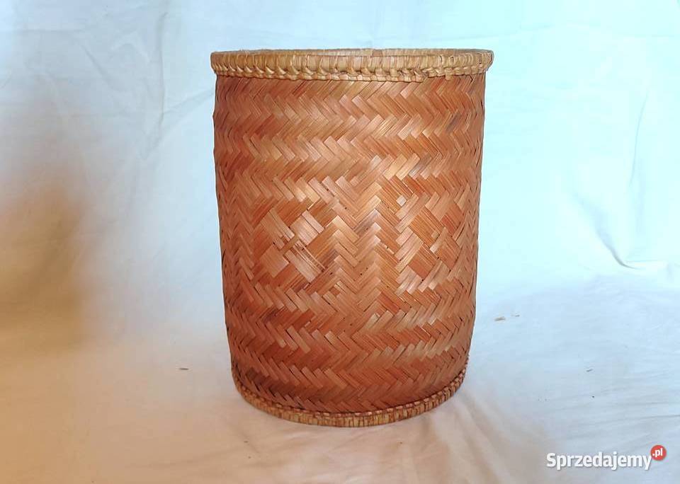 Piękny stary pleciony kosz ratanowy osłonka boho pomorskie