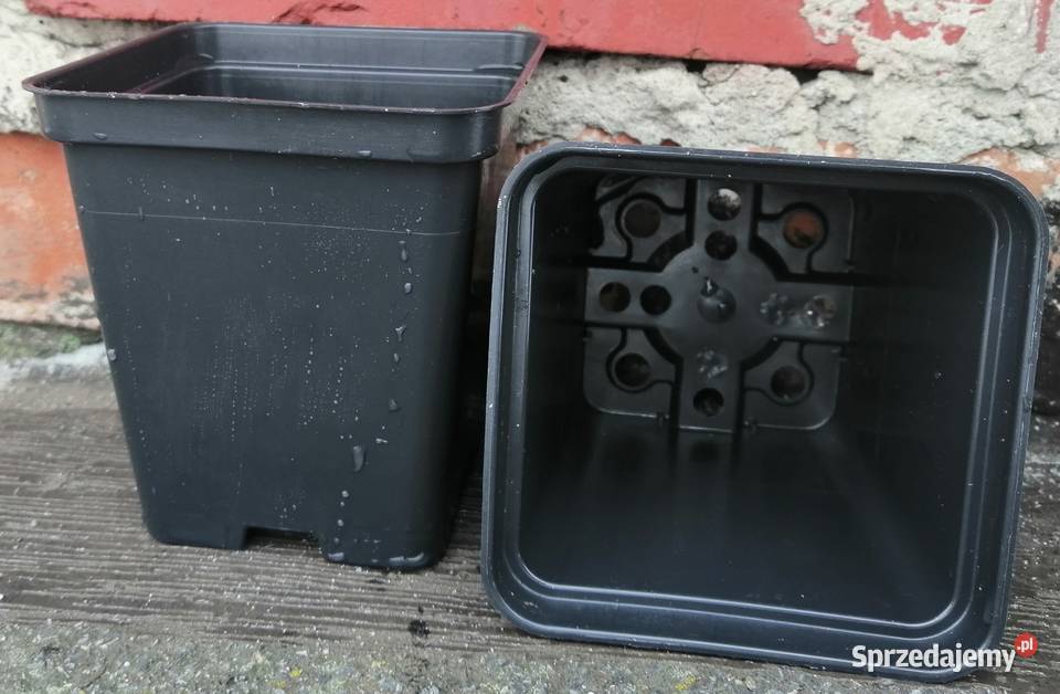 Doniczki produkcyjne P9 9x9x9 czarne kwadratowe Siewierz