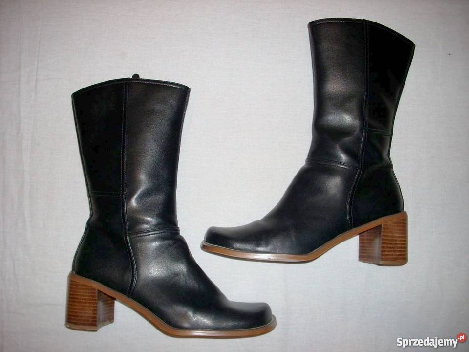 Gładkie czarne kozaczki 39 40 kozaki Rozmiar 40 małopolskie