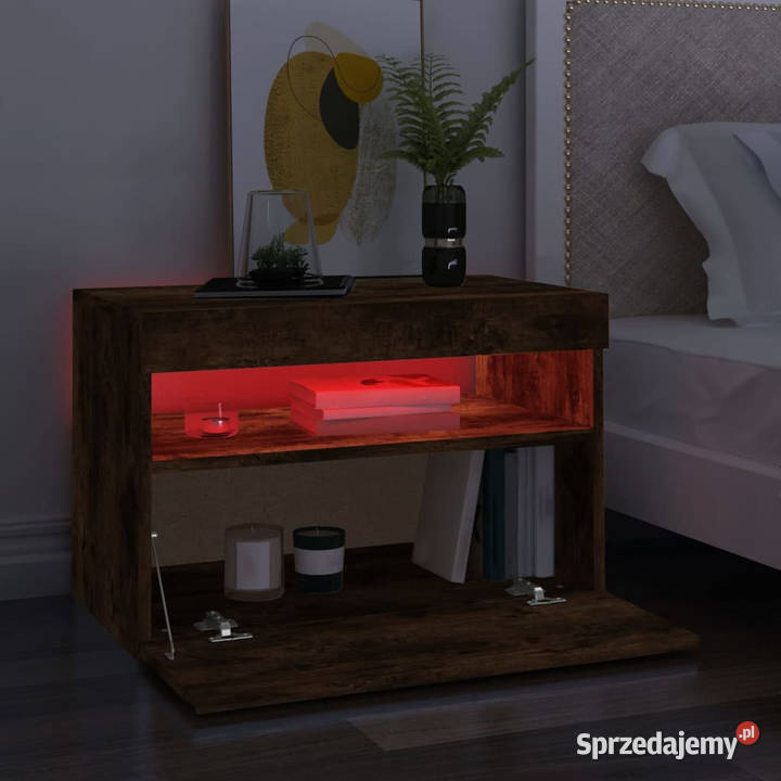 Szafka pod TV z oświetleniem LED przydymiony dąb Warszawa