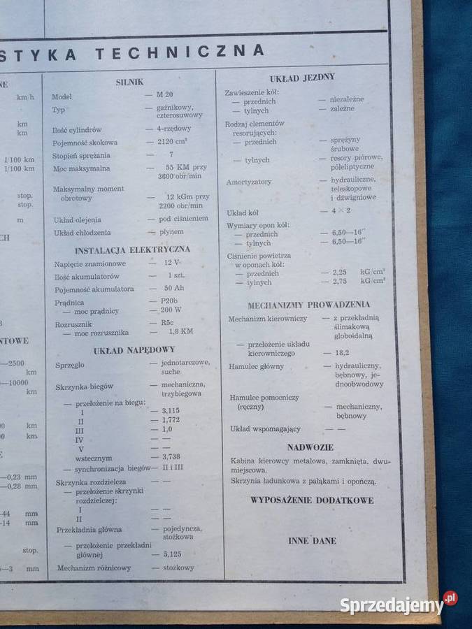 Żuk A09 tablica charakterystyka techniczna Warszawa