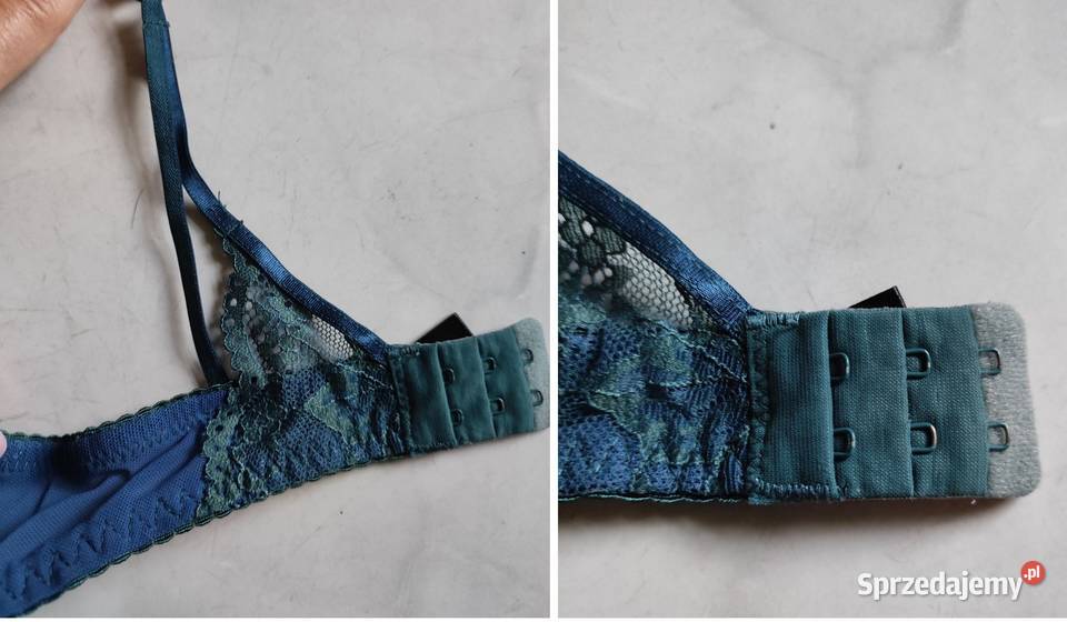 braletka bralette push up koronkowy zielony