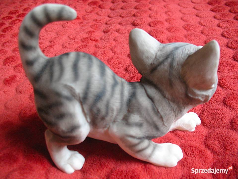 Kot szary duży kotek stara figurka ceramika 15 x Siedlce