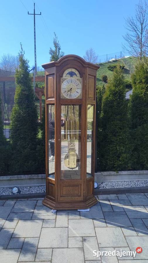 Zegar stojący w skrzyni dębowej witryna Iwonicz-Zdrój