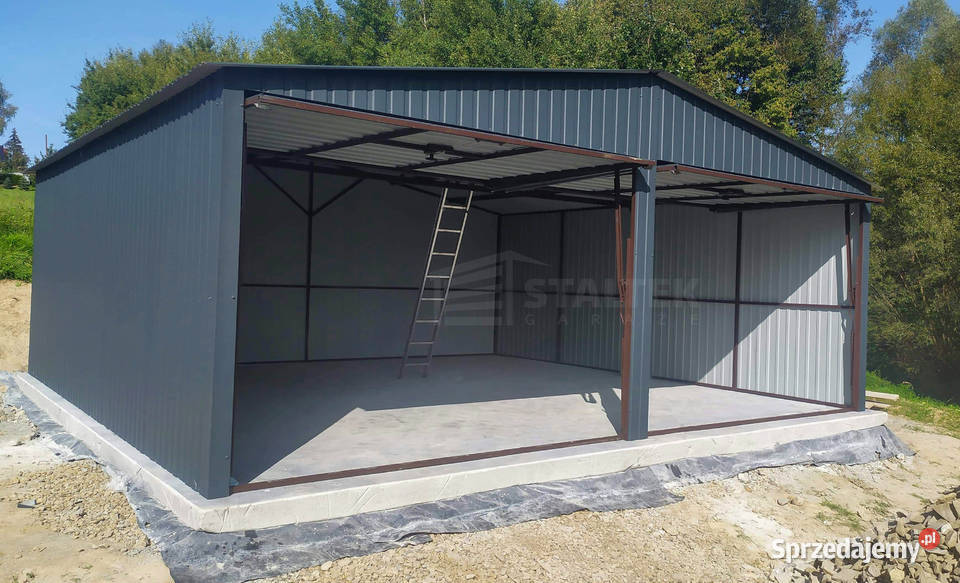 Garaż blaszany 6x58 2x Brama uchylna Antracyt Czersk