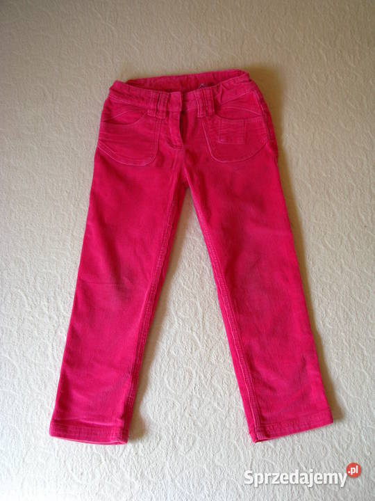 Urocze spodnie dziewczęce różowy sztruks