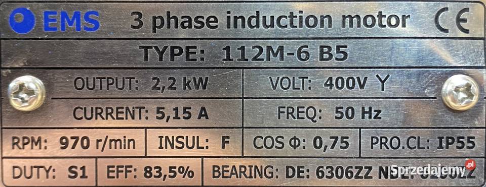 silnik elektryczny 22kW 970obr 3fazowy Pigża
