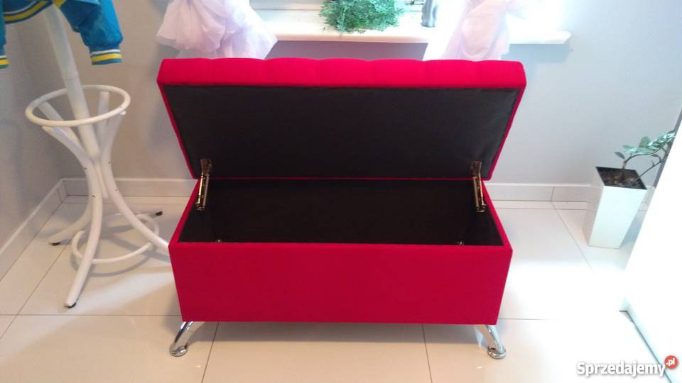Czerwona NOWA welurowa Pufa otwierana z 80cm Warszawa sprzedam