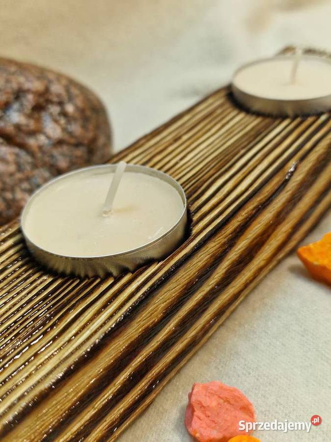 Świecznik Shou Sugi Ban drewno świerkowe Sępopol